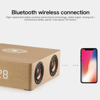 Q5A Multifunktionaler Holz-Touch-Uhr-Display, kabelloser Lade-Bluetooth-Lautsprecher, unterstützt TF-Karte, U-Disk und 3,5 mm AUX, Q5A