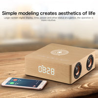 Q5A Multifunktionaler Holz-Touch-Uhr-Display, kabelloser Lade-Bluetooth-Lautsprecher, unterstützt TF-Karte, U-Disk und 3,5 mm AUX, Q5A