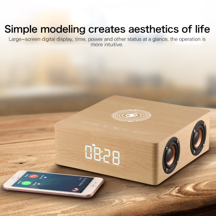 Q5A Multifunktionaler Holz-Touch-Uhr-Display, kabelloser Lade-Bluetooth-Lautsprecher, unterstützt TF-Karte, U-Disk und 3,5 mm AUX, Q5A