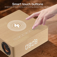 Q5A Multifunktionaler Holz-Touch-Uhr-Display, kabelloser Lade-Bluetooth-Lautsprecher, unterstützt TF-Karte, U-Disk und 3,5 mm AUX, Q5A