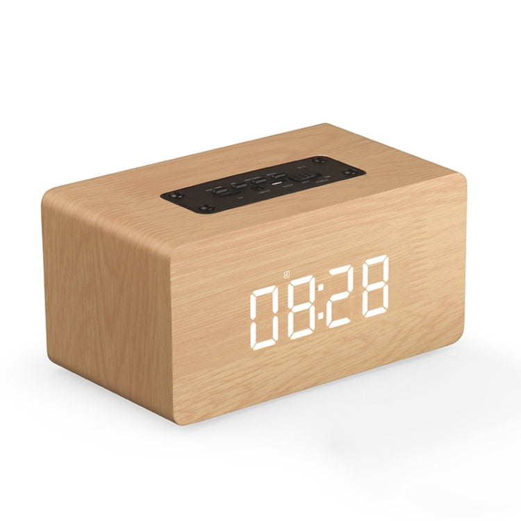 W5C Subwoofer Holzuhr Bluetooth-Lautsprecher, unterstützt TF-Karte und 3,5 mm AUX, Brown Wood, Yellow Wood