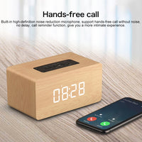 W5C Subwoofer Holzuhr Bluetooth-Lautsprecher, unterstützt TF-Karte und 3,5 mm AUX, Brown Wood, Yellow Wood