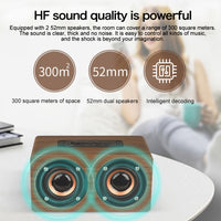 W5C Subwoofer Holzuhr Bluetooth-Lautsprecher, unterstützt TF-Karte und 3,5 mm AUX, Brown Wood, Yellow Wood