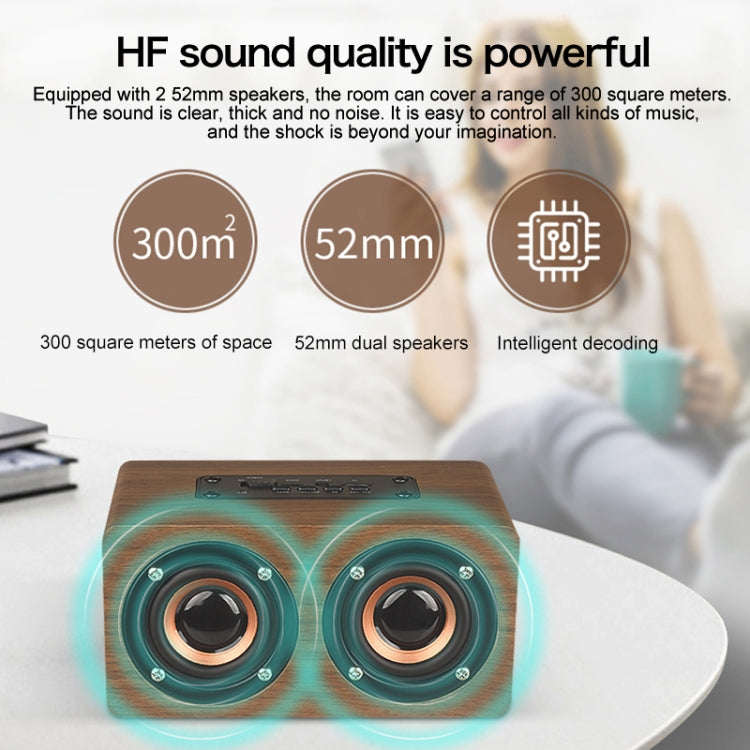 W5C Subwoofer Holzuhr Bluetooth-Lautsprecher, unterstützt TF-Karte und 3,5 mm AUX, Brown Wood, Yellow Wood