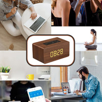 W5C Subwoofer Holzuhr Bluetooth-Lautsprecher, unterstützt TF-Karte und 3,5 mm AUX, Brown Wood, Yellow Wood