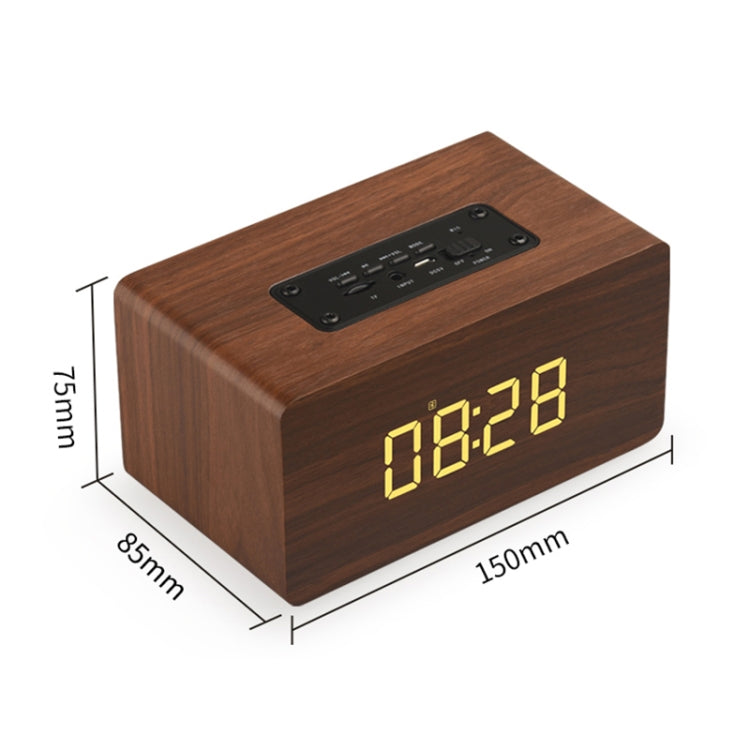 W5C Subwoofer Holzuhr Bluetooth-Lautsprecher, unterstützt TF-Karte und 3,5 mm AUX, Brown Wood, Yellow Wood