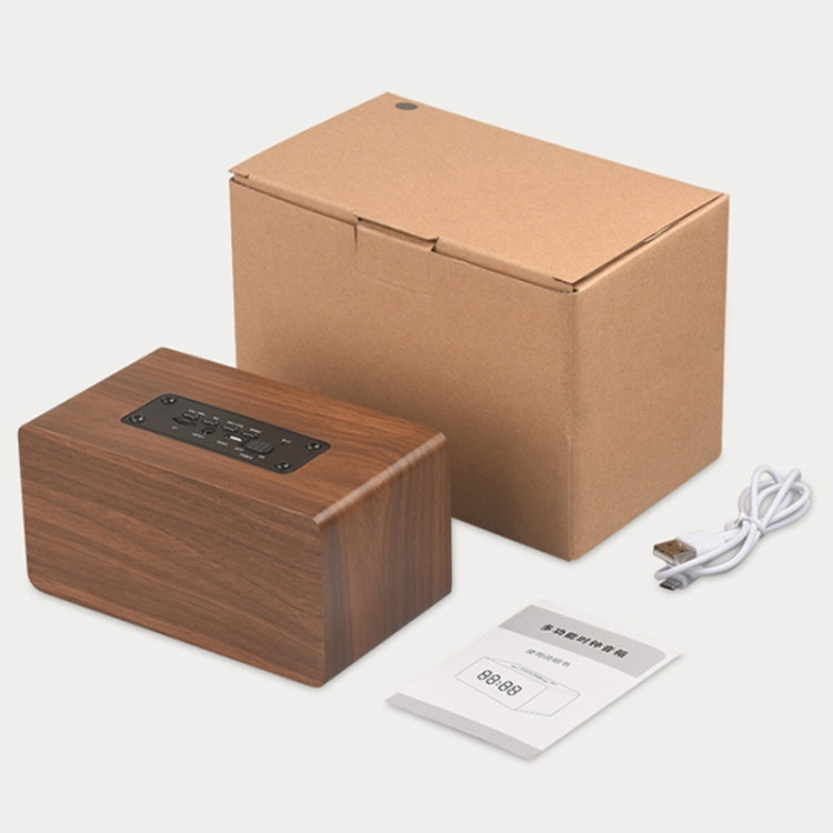 W5C Subwoofer Holzuhr Bluetooth-Lautsprecher, unterstützt TF-Karte und 3,5 mm AUX, Brown Wood, Yellow Wood