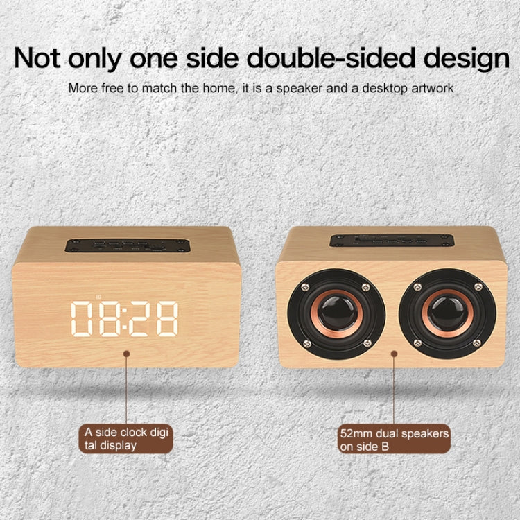 W5C Subwoofer Holzuhr Bluetooth-Lautsprecher, unterstützt TF-Karte und 3,5 mm AUX, Brown Wood, Yellow Wood