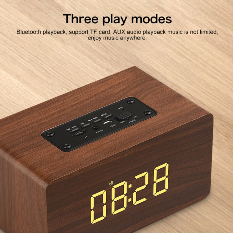 W5C Subwoofer Holzuhr Bluetooth-Lautsprecher, unterstützt TF-Karte und 3,5 mm AUX, Brown Wood, Yellow Wood