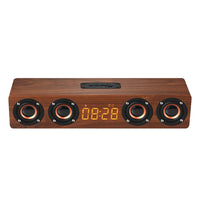 W8C Holzuhr-Subwoofer-Bluetooth-Lautsprecher, unterstützt TF-Karte, U-Disk und 3,5-mm-AUX, Brown Wood, Yellow Wood