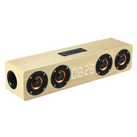 W8C Holzuhr-Subwoofer-Bluetooth-Lautsprecher, unterstützt TF-Karte, U-Disk und 3,5-mm-AUX, Brown Wood, Yellow Wood
