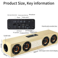 W8C Holzuhr-Subwoofer-Bluetooth-Lautsprecher, unterstützt TF-Karte, U-Disk und 3,5-mm-AUX, Brown Wood, Yellow Wood