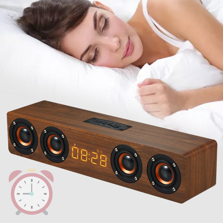 W8C Holzuhr-Subwoofer-Bluetooth-Lautsprecher, unterstützt TF-Karte, U-Disk und 3,5-mm-AUX, Brown Wood, Yellow Wood