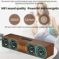 W8C Holzuhr-Subwoofer-Bluetooth-Lautsprecher, unterstützt TF-Karte, U-Disk und 3,5-mm-AUX, Brown Wood, Yellow Wood