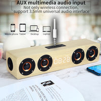 W8C Holzuhr-Subwoofer-Bluetooth-Lautsprecher, unterstützt TF-Karte, U-Disk und 3,5-mm-AUX, Brown Wood, Yellow Wood