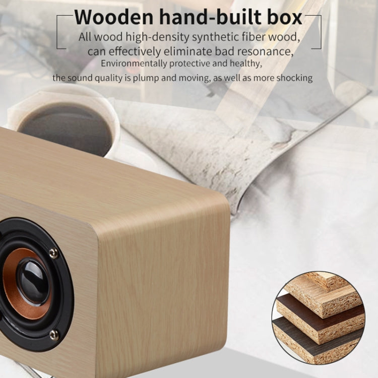 W8C Holzuhr-Subwoofer-Bluetooth-Lautsprecher, unterstützt TF-Karte, U-Disk und 3,5-mm-AUX, Brown Wood, Yellow Wood