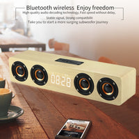 W8C Holzuhr-Subwoofer-Bluetooth-Lautsprecher, unterstützt TF-Karte, U-Disk und 3,5-mm-AUX, Brown Wood, Yellow Wood