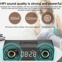 M5C Subwoofer-Holzuhr, Bluetooth 4.2-Lautsprecher, unterstützt TF-Karte und 3,5-mm-AUX- und FM-Radio