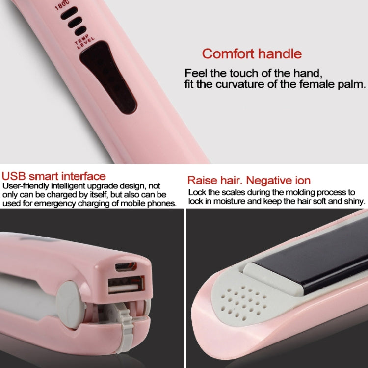 Kabelloser, wiederaufladbarer Mini-USB-Haarglätter, Lockenwickler, Doppelzweck-Haarschiene
