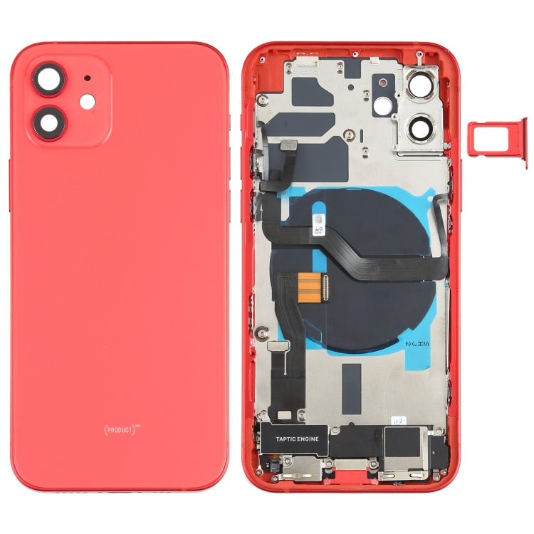 Baugruppe der hinteren Batterieabdeckung (mit Seitentasten und Lautsprecher-Klingelton und Motor sowie Kameraobjektiv und Kartenfach sowie Ein-/Aus-Taste + Lautstärketaste + Ladeanschluss und kabellosem Lademodul) für iPhone 12, For iPhone 12(Assembly)