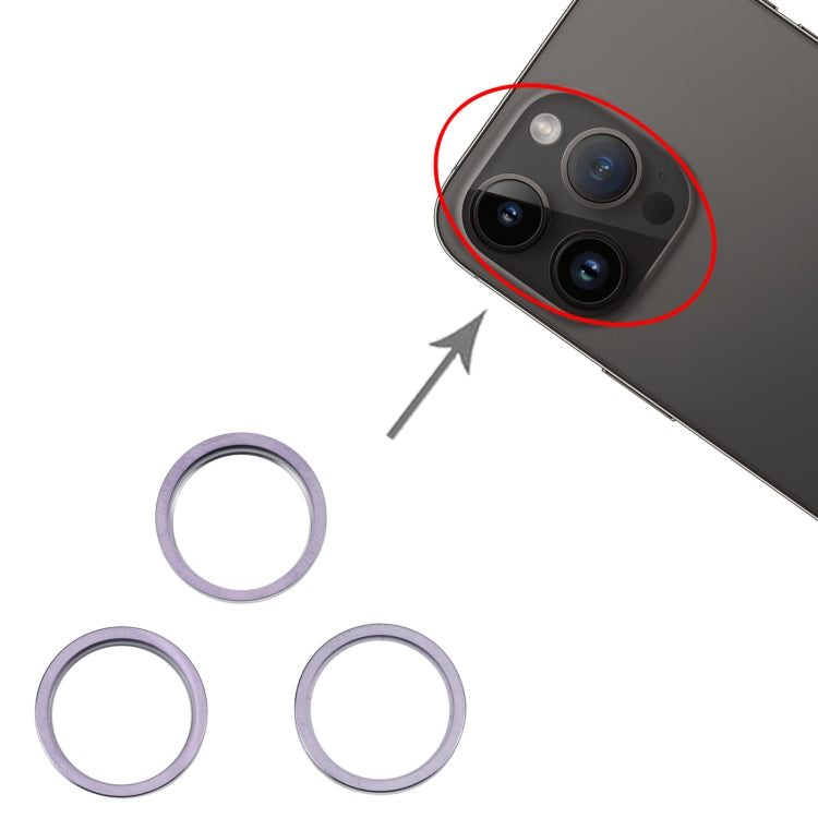 Für iPhone 14 Pro 3PCS Rückkamera Glaslinse Metall Außenschutz Hoop Ring, For iPhone 14 Pro