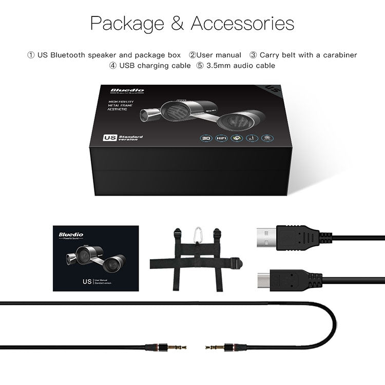 Bluedio US Kabelloses Bluetooth-Satellitenlautsprechersystem mit Mikrofon, US