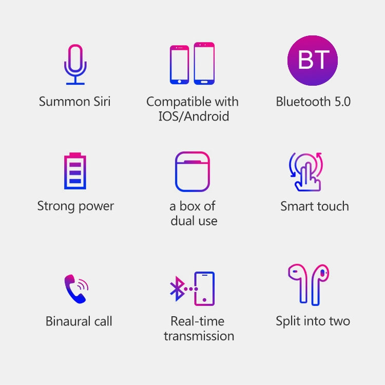 i9 Touch Wireless TWS Sport Bilaterales Stereo Bluetooth 5.0 Headset mit Ladebox, Touch-Version, Touch Version