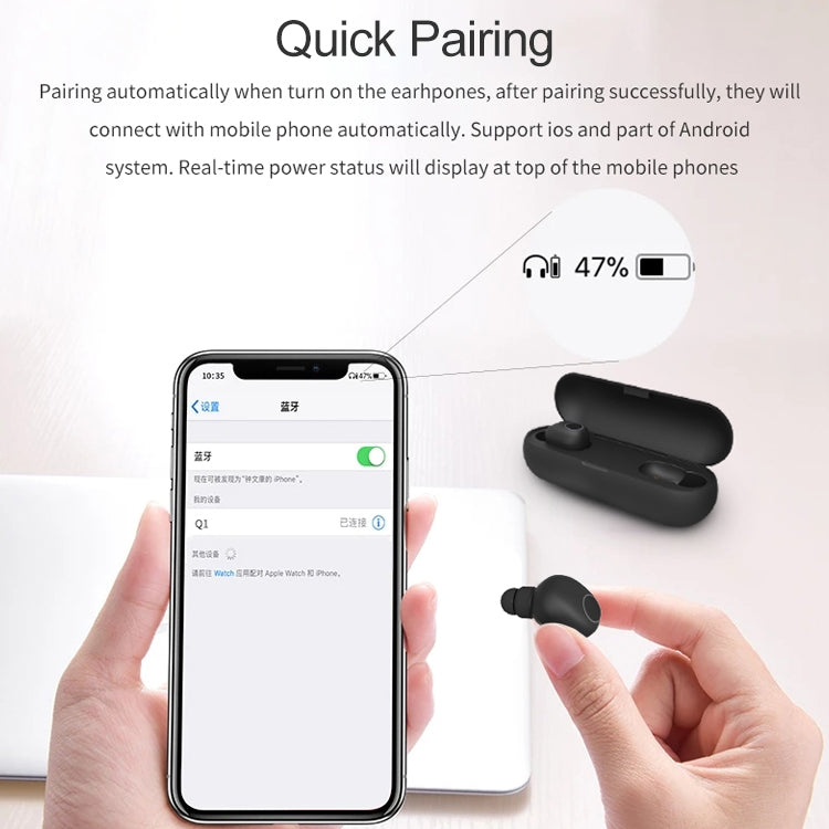 Q1 TWS Bluetooth 5.0 Binauraler Stereo-Wireless-Sport-Bluetooth-Kopfhörer