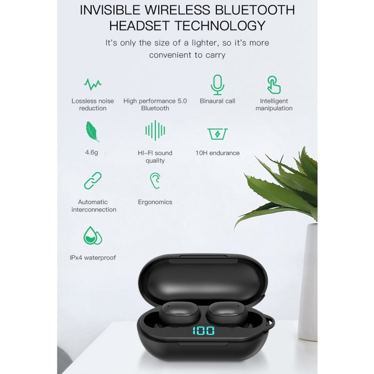 H6 TWS Bluetooth 5.0 Kabelloser Bluetooth-Kopfhörer mit Digitalanzeige und Ladebox, Unterstützung für Siri und HD-Anrufe