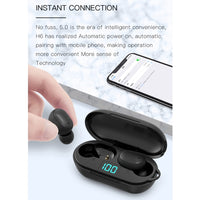 H6 TWS Bluetooth 5.0 Kabelloser Bluetooth-Kopfhörer mit Digitalanzeige und Ladebox, Unterstützung für Siri und HD-Anrufe