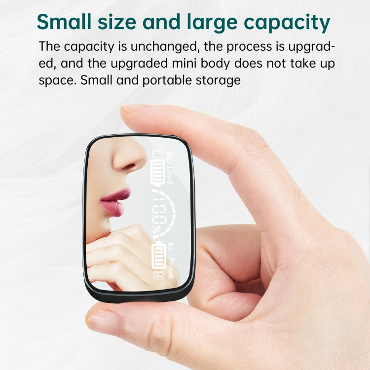 M9 Bluetooth 5.1 TWS Mirror Digital Display Drahtloser Bluetooth-Kopfhörer mit Ladebox-Taschenlampe, unterstützt Touch & Siri & Batterieanzeige, M9 (Black)