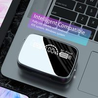 M9 Bluetooth 5.1 TWS Mirror Digital Display Drahtloser Bluetooth-Kopfhörer mit Ladebox-Taschenlampe, unterstützt Touch & Siri & Batterieanzeige, M9 (Black)
