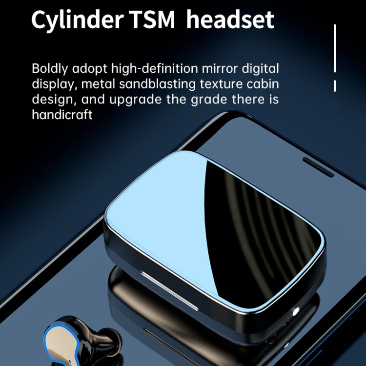 M9 Bluetooth 5.1 TWS Mirror Digital Display Drahtloser Bluetooth-Kopfhörer mit Ladebox-Taschenlampe, unterstützt Touch & Siri & Batterieanzeige, M9 (Black)