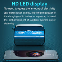 M9 Bluetooth 5.1 TWS Mirror Digital Display Drahtloser Bluetooth-Kopfhörer mit Ladebox-Taschenlampe, unterstützt Touch & Siri & Batterieanzeige, M9 (Black)