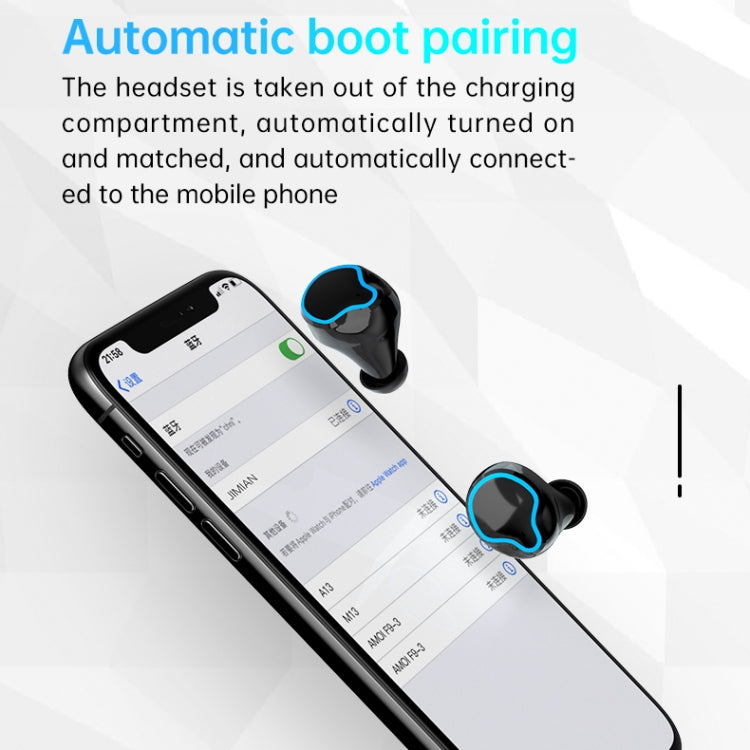 M9 Bluetooth 5.1 TWS Mirror Digital Display Drahtloser Bluetooth-Kopfhörer mit Ladebox-Taschenlampe, unterstützt Touch & Siri & Batterieanzeige, M9 (Black)