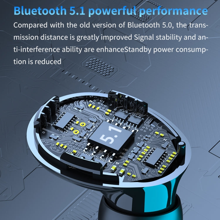 M10 Bluetooth 5.1 TWS Digitalanzeige Drahtloser Bluetooth-Kopfhörer mit Ladebox, unterstützt Touch & Siri & Batterieanzeige, M10 Black, M10 Green