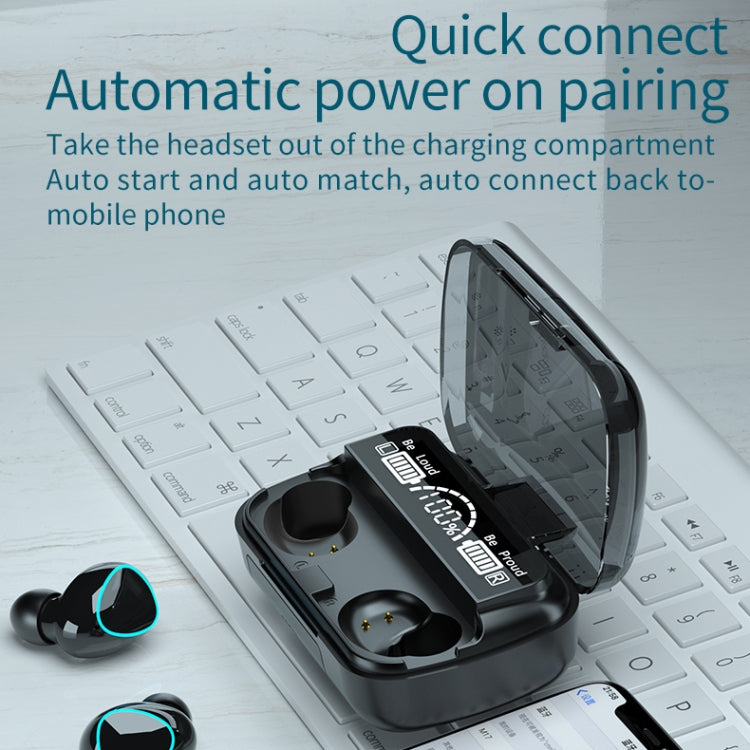 M10 Bluetooth 5.1 TWS Digitalanzeige Drahtloser Bluetooth-Kopfhörer mit Ladebox, unterstützt Touch & Siri & Batterieanzeige, M10 Black, M10 Green