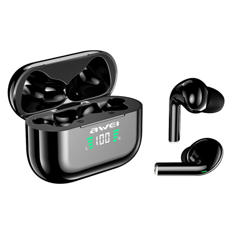 awei T29P Bluetooth V5.0 LED-Digitalanzeige Ture Wireless Sports IPX4 Wasserdichtes TWS-Headset mit Ladekoffer