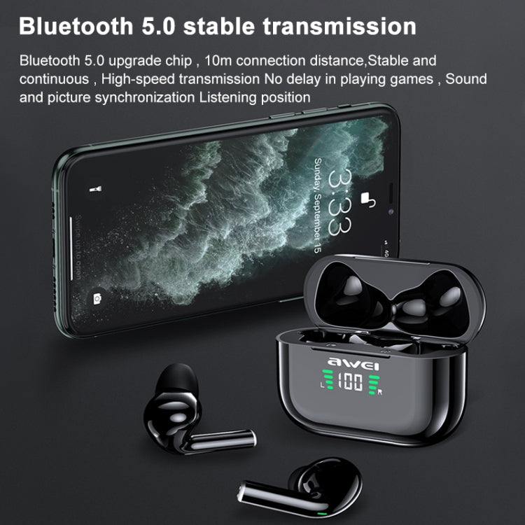 awei T29P Bluetooth V5.0 LED-Digitalanzeige Ture Wireless Sports IPX4 Wasserdichtes TWS-Headset mit Ladekoffer