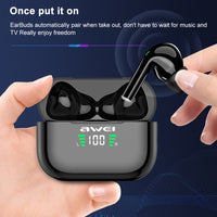 awei T29P Bluetooth V5.0 LED-Digitalanzeige Ture Wireless Sports IPX4 Wasserdichtes TWS-Headset mit Ladekoffer
