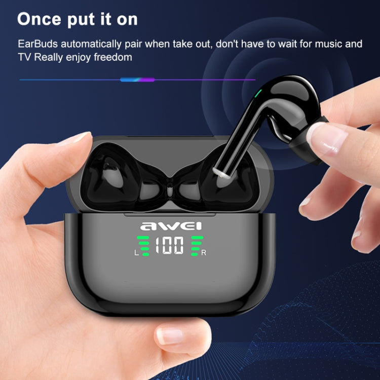 awei T29P Bluetooth V5.0 LED-Digitalanzeige Ture Wireless Sports IPX4 Wasserdichtes TWS-Headset mit Ladekoffer