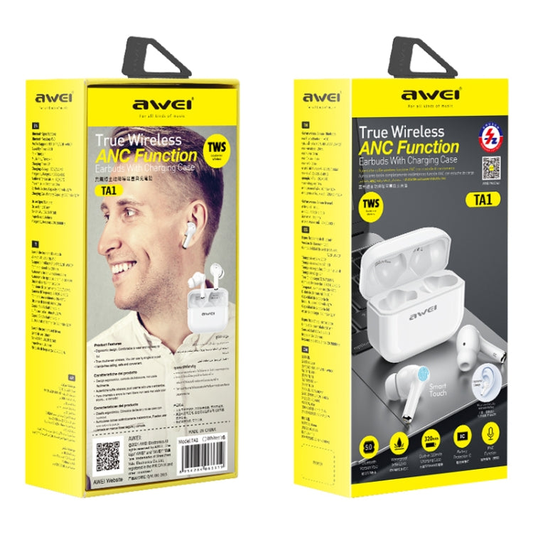 awei TA1 Bluetooth V5.0 Ture Wireless Sports ANC Noise Cancelling IPX4 Wasserdichtes TWS-Headset mit Ladehülle