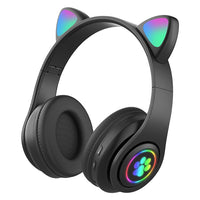 B39 Kabelloses Bluetooth-Headset mit Katzenohr-Design, LED-Farbverlaufslicht