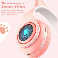 B39 Kabelloses Bluetooth-Headset mit Katzenohr-Design, LED-Farbverlaufslicht