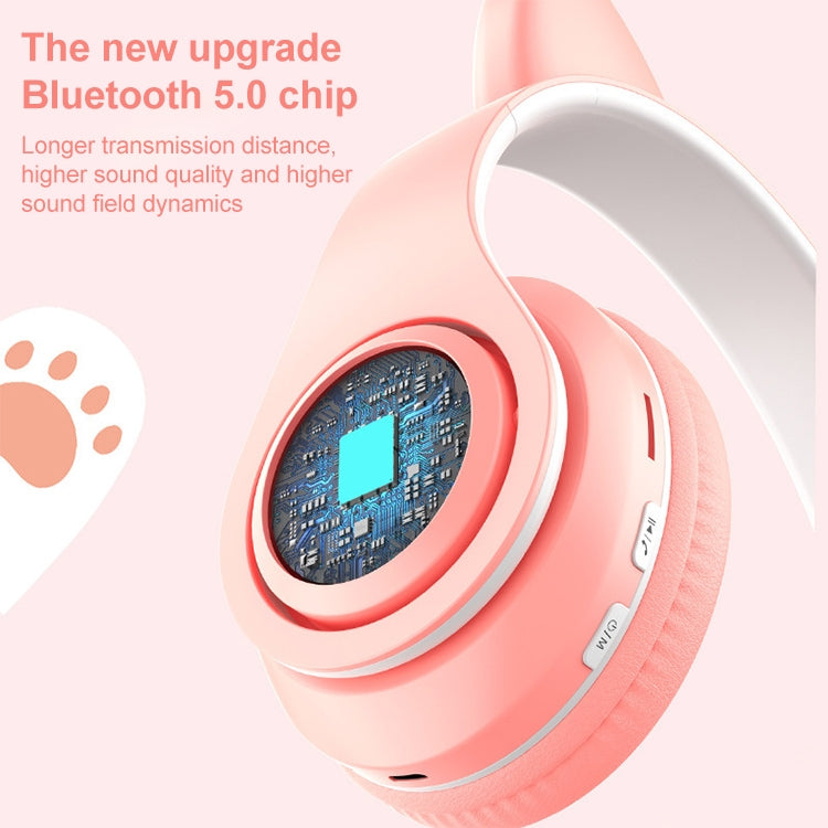 B39 Kabelloses Bluetooth-Headset mit Katzenohr-Design, LED-Farbverlaufslicht