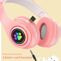 B39 Kabelloses Bluetooth-Headset mit Katzenohr-Design, LED-Farbverlaufslicht