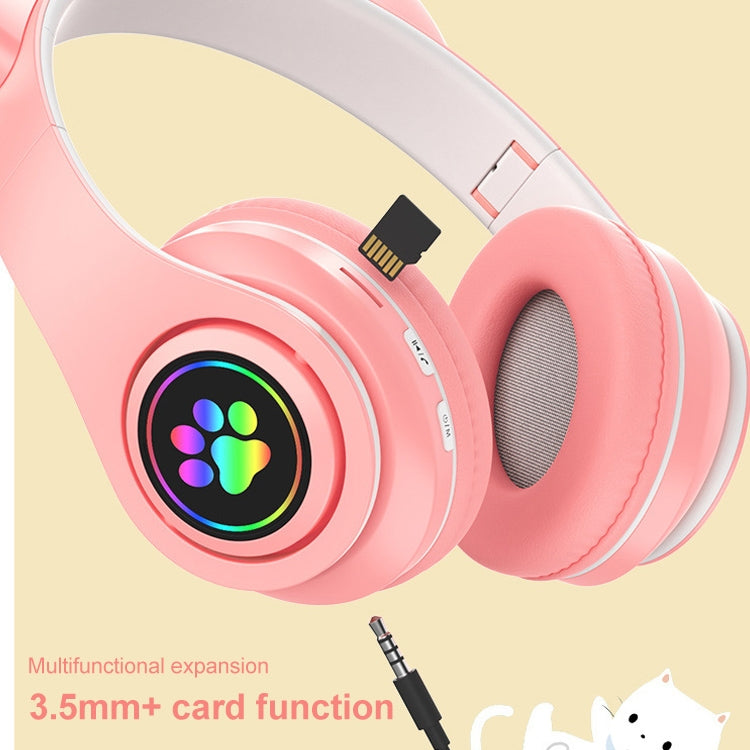 B39 Kabelloses Bluetooth-Headset mit Katzenohr-Design, LED-Farbverlaufslicht
