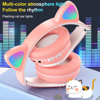 B39 Kabelloses Bluetooth-Headset mit Katzenohr-Design, LED-Farbverlaufslicht