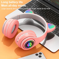 B39 Kabelloses Bluetooth-Headset mit Katzenohr-Design, LED-Farbverlaufslicht