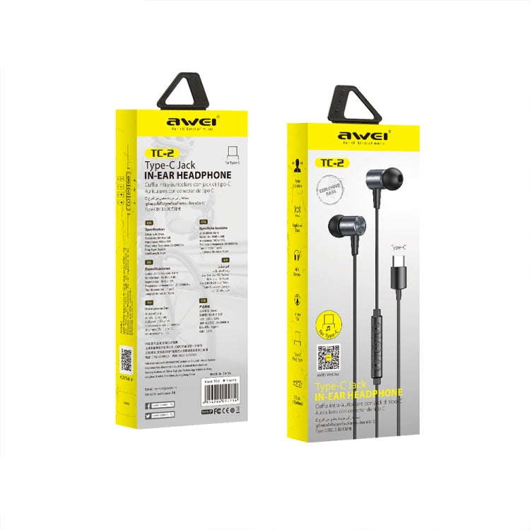 awei TC-2 USB-C / Typ-C-Schnittstelle 6D-Stereo-Surround-Kopfhörer mit Kabel